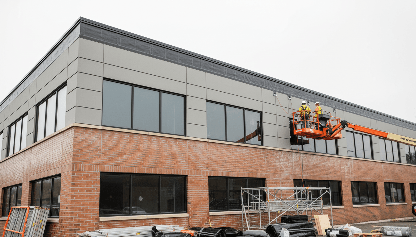 Completed waterproofing project on building exterior